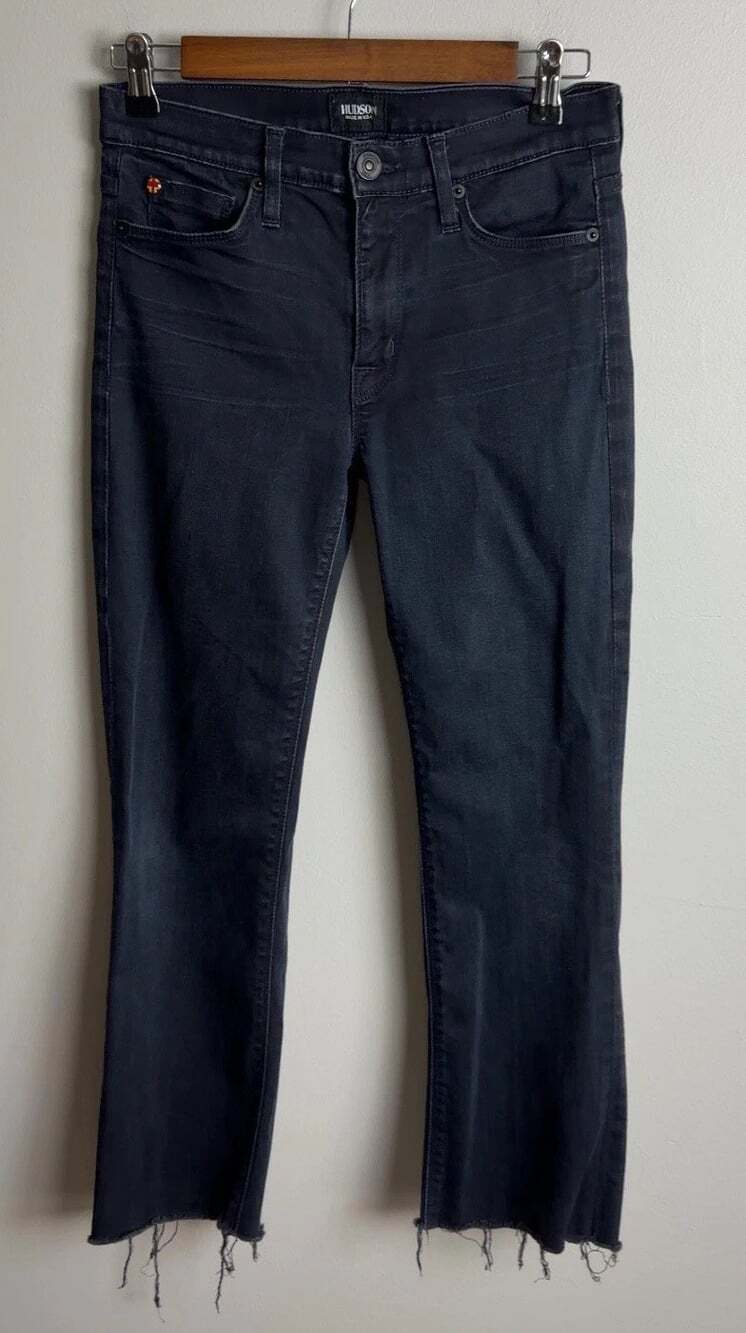 Hudson Love Midrise Bootcut Jeans Size 27 Dark Wash Raw Hem Made USA Women’s